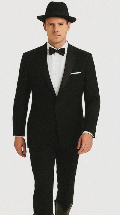 Slk3 Peak Collor One Button Super 120's Wool + Shirt + Bow Tie Suits