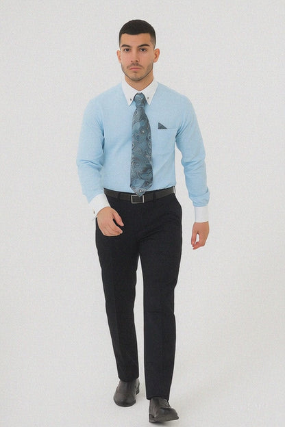 Teal Colorful Men'S Dress Shirt