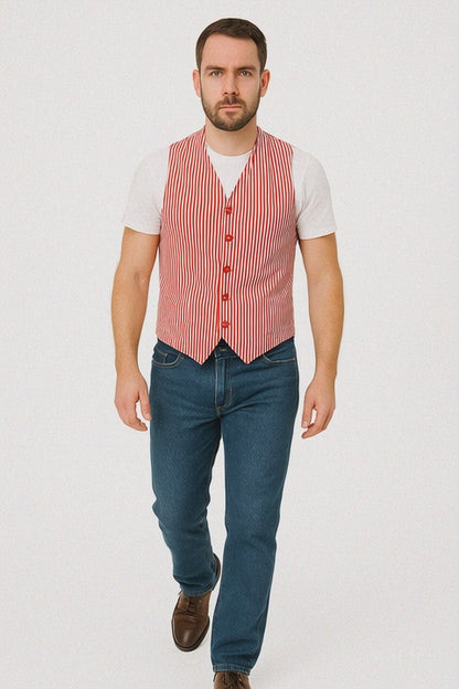Men's Dark Navy Blue and White Stripe ~ Pinstripe Seersucker Sear sucker suit Vest Set