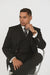 Mens Gangster Pinstripe 2 Button Double Breasted Vest Suit in Black