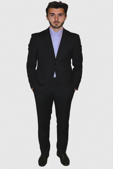 Two Piece Slim Fit Suit Solid Black 