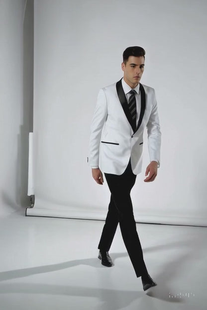 Alberto Nardoni Brand Men'S White Slim Fit One Button Shawl Lapel Stylish Casual Coat Blazer