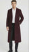 Men’s Burgundy Long Coat – Classic Fit Wool Blend Overcoat - Topcoat Full length
