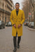Men's Gold 44Inch Long Double Breasted Overcoat Winter Men's Topcoat Sale
