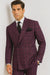 Burgundy Plaid Suit for Men – Rossiman Double-Breasted Windowpane Two-Piece