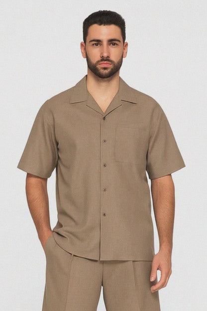 Mens Walking Suits With Shorts + Shorts Oatmeal