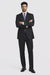 Athletic Cut Classic Suits Men's suit  Classic Relax Fit Pleated Pants 19 Inch Bottom Charcoal