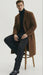 Men’s Brown Long Wool Overcoat – Topcoat Wool Carcoat Three Quarter