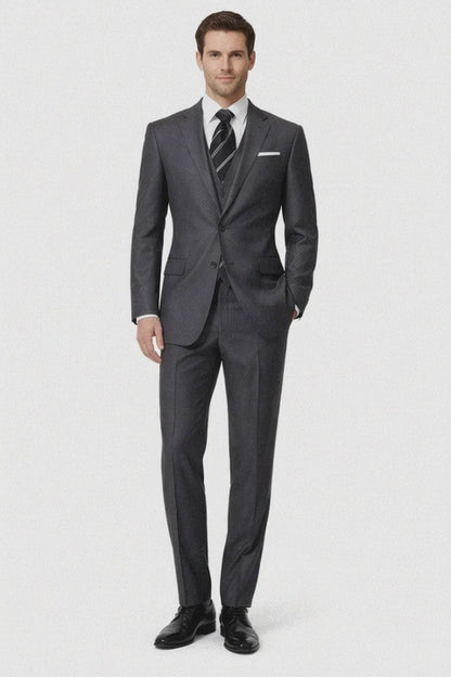 Tweed 3 Piece Suit - Tweed Wedding Suit Fitted Discounted Sale Slim Cut 2 Button Gray Herringbone Tweed Men's Suit