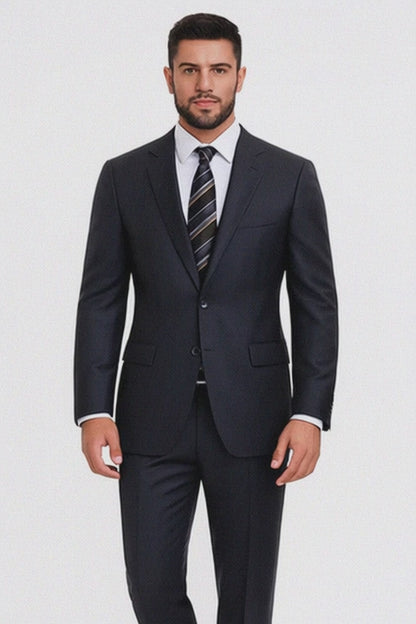 Men's Black And White Checkered Suit Checkered Pattern Texture Blazer Jacket Suit Dark Navy Windowpane Plaid  - Black And White Checkered Suit - 100% Percent Wool Fabric Suit - Worsted Wool Business Suit