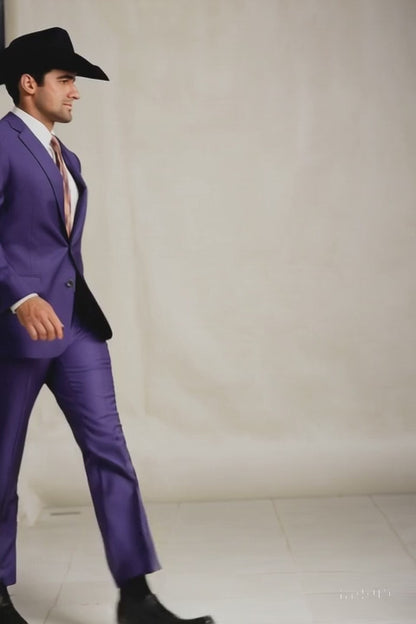 Men's Multi-Stage Party Business Suits Clearance Sale Collection Purple Slim Fitted Suit