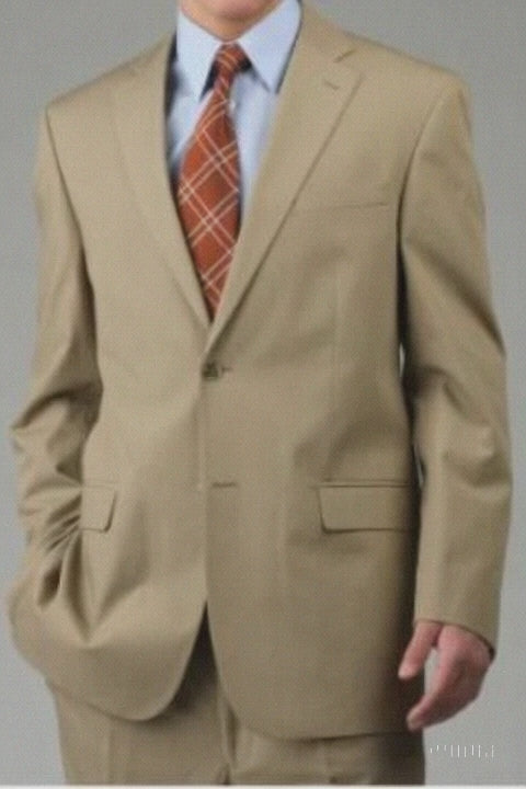 Men's Two Button Suit - Camel ~ Khaki 2 Piece Suits - Two piece Business suits Suit