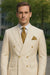 Off White - Ivory - Cream Color White Double Breasted Stylish Peaked Lapel Men Suits