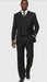 Mens Tiglio Rosso Suit - Wide Leg Baggy Pants - 100% Wool  Black Three-Piece Suit with Double-Breasted Vest and Peak Lapel