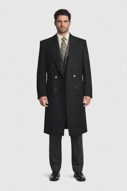 Man Bent Fully Lined Double Breasted 6 Buttons Mens Dress Coat Long Long Men Dress Topcoat - Winter coat ~ Mens Overcoat Designer Men's Mens Peacoat Sale