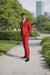 Rossiman Red Men's Suit Double Breasted Slim Fit