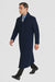 Navy Blue Men's Full Length Wool Overcoat Belted Wool Overcoat
