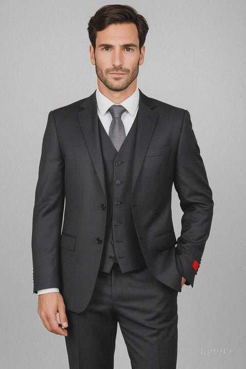  Brand Men's Black Vested Suit 