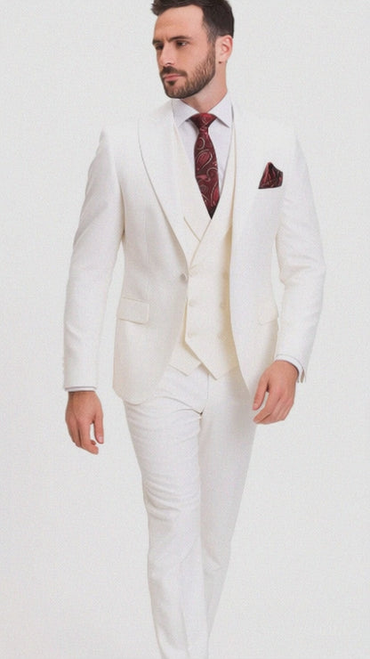wide lapel suit white