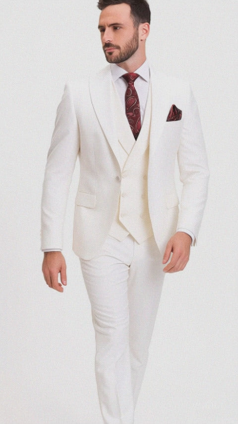 wide lapel suit white