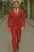 Mens All Season Suit Brand 3 Piece Vest Designer Classic Dress 2 Button Trendy Red Suit