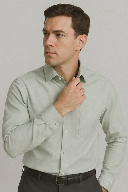 Mens Outlet Long Sleeve 100% Cotton Shirt - Green