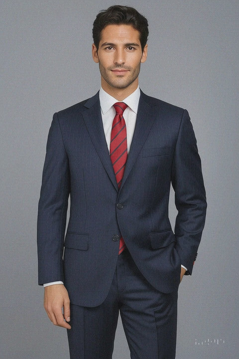 Dark Navy Blue Wool, 2-Button