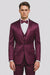Men's Purple Satin Skinny Fit 3 Piece Tazzio Suit with Double Breasted Vest and Peak Lapel Jacket