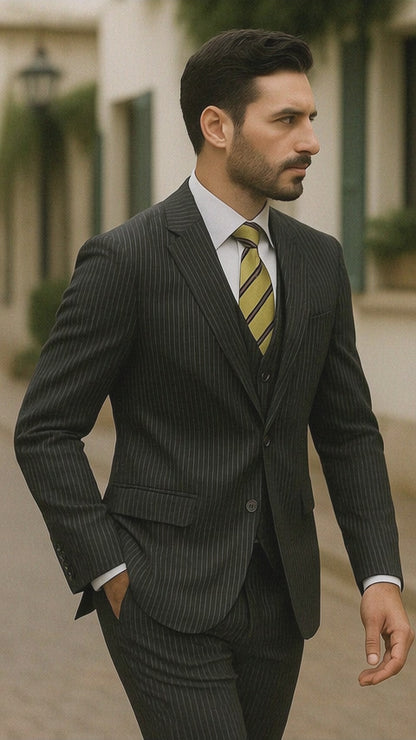 Sear Sucker Suit Mens 3pc 100% Cotton Seersucker Sear sucker suit White & Black - High End Suits - High Quality Suits Modern Fit
