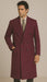 DBCoat Men's Wool Long Designer Men's Wool Men's Peacoat Sale Double Breasted Overcoat Style Full Length Burgundy