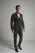 Men's Steel Grey 1 Button  Peak Lapel Suit