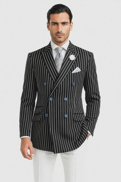 Double Breasted Blazer in Color Black