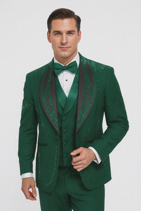 Hunter Green Italian Wool 3-Piece Modern Fit Tuxedo