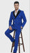Mens Royal Blue Double-Breasted Tuxedo Suit – Modern Slim Fit Formal Wedding and Prom Outfit with Black Satin Lapel