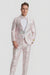 Mens Fancy Pink Floral Paisley Prom Tuxedo with Silver Trim