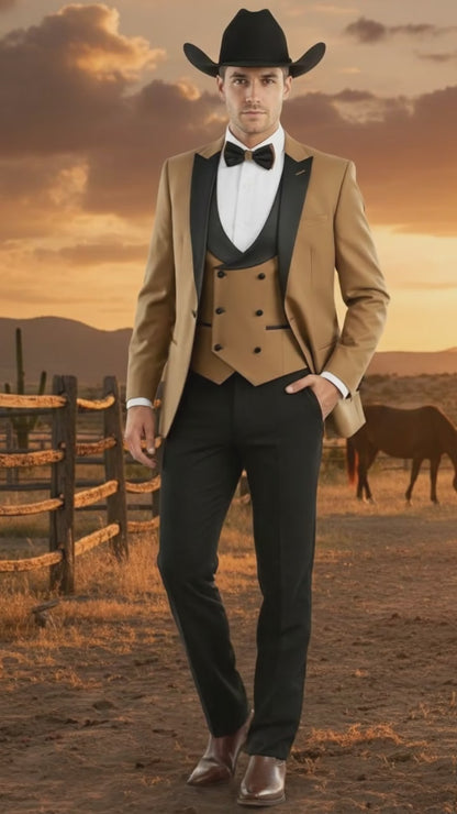 Light Brown Tuxedo For Wedding - Coffee Mocha Color With Vest and Pants