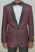 Men’s Burgundy Paisley Tuxedo Jacket – Slim Fit Dinner Blazer with Black Satin Lapel With Bowtie
