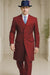 Mens Red Pinstripe Suit – Classic Long Coat Style with White Stripes