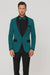 Men's Teal Blue Velvet Tuxedo with Black Satin Lapel and Bow Tie + Black Pants