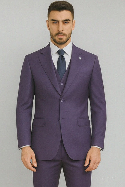 Stacy Adams Mens Windowpane Suit Purple
