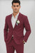 Mens Cotton Suit - Burgundy Summer Suit