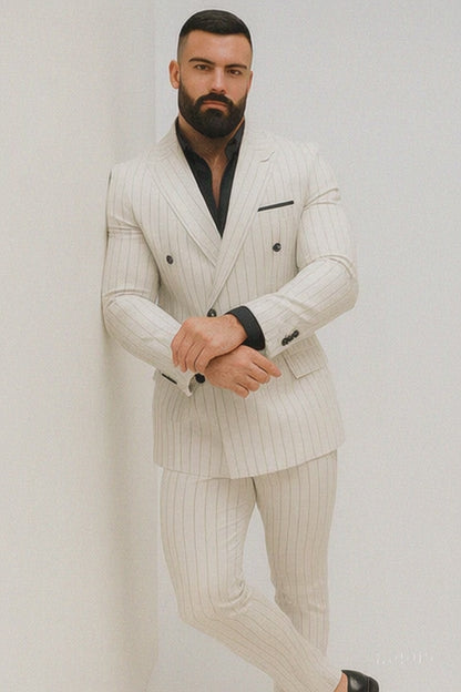 White Suits With Black Pinstripe - 1920's 1940's Dress Suit