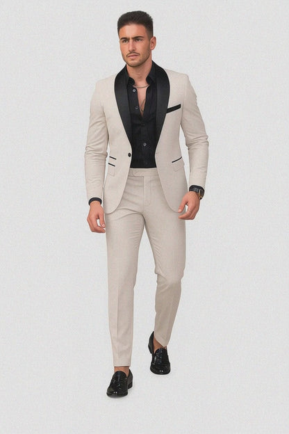 Beige Prom Tuxedo - Wedding Suit - Groom Tuxedo Suit