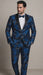 Mens Royal Blue and Gold 2 Button Paisley Tuxedo