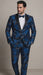 Mens Royal Blue and Gold 2 Button Paisley Tuxedo
