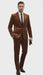 Mens Brown Velvet 2-Piece Suit – Luxury Slim Fit Formal Blazer and Pants Set in Rust Copper Color