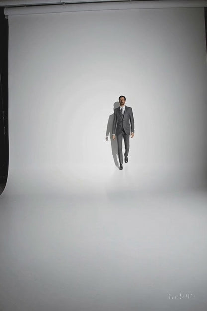 Charcoal Grey ~ Blue ~ Dark Navy Stripe ~ Pinstripe Vested Men'S 3 Piece Suit No Pleated Pants Side Vented Regular Cut Conservative