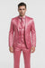 Mens Shiny Blazer - Rose Gold Sateen Vested Suit