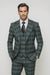 Suits With Baggy Pleated Pants - Wide Leg Pants 100% Wool - Classic Fit in Green Color by Rossiman