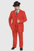 WTXZoot200 Zoot Suit - Pimp Suit - Zuit Suit AMM282 SHIMMERY GANGSTER Black And Bold Pronounce Red ~ White Pinstripe Fashion Long  Pre Order September/1/2020